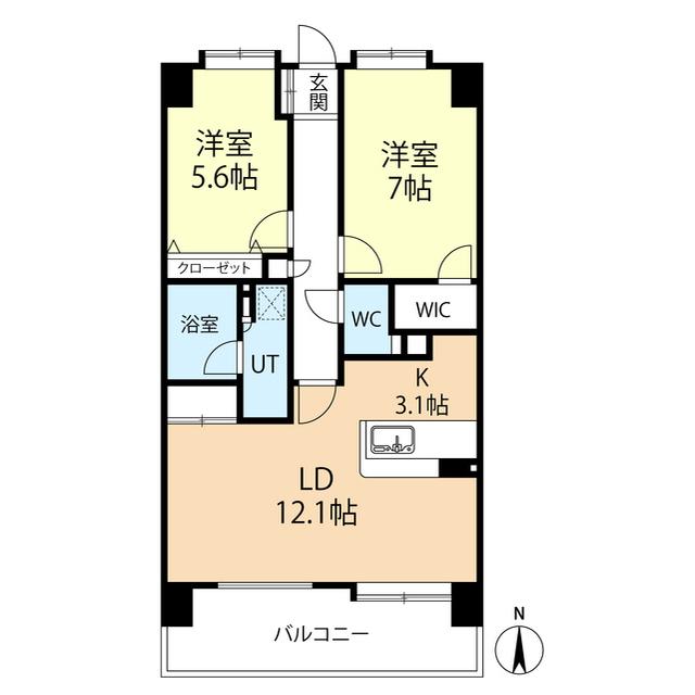 アプリークス百道浜(2LDK/5階)の間取り写真