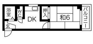 グランドハイツカワハラ(1DK/4階)の間取り写真