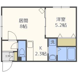 グランメール 北24条駅前(1LDK/1階)の間取り写真