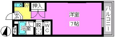 エクセル大橋(ワンルーム/3階)の間取り写真