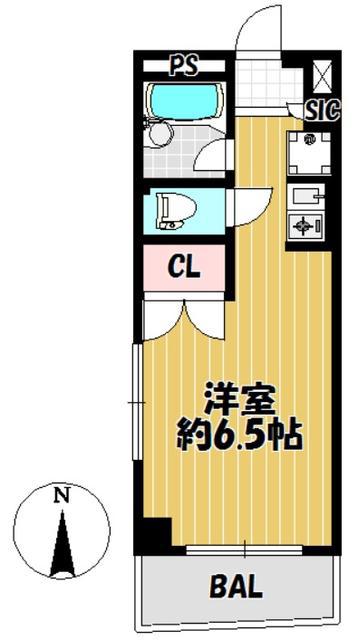 グランドヒル(ワンルーム/4階)の間取り写真