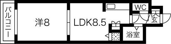 メープル南18条(1LDK/7階)の間取り写真