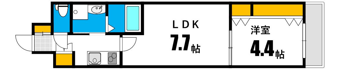 セントヒルズ銀山町(2K/6階)の間取り写真