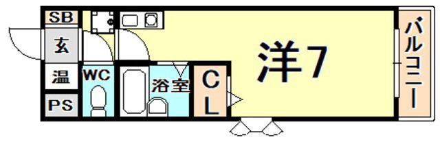 クレアコート産所町(1K/2階)の間取り写真