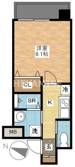 ヴィオラ寄合町(1K/3階)の間取り写真