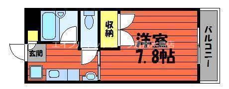 ホワイトリバー(1K/2階)の間取り写真