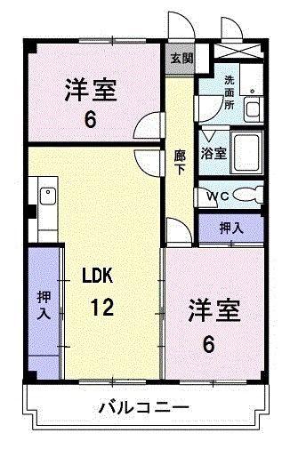 メルセラージュ(2LDK/3階)の間取り写真