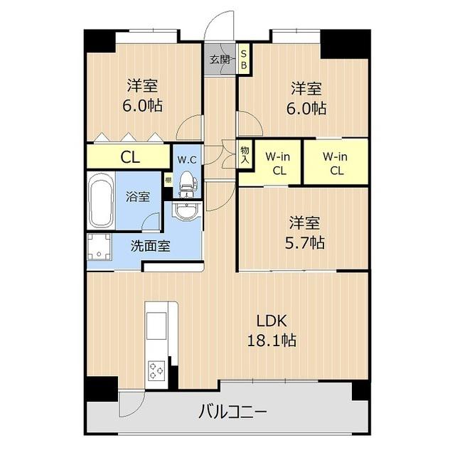 LIBTH平成駅前(3LDK/7階)の間取り写真