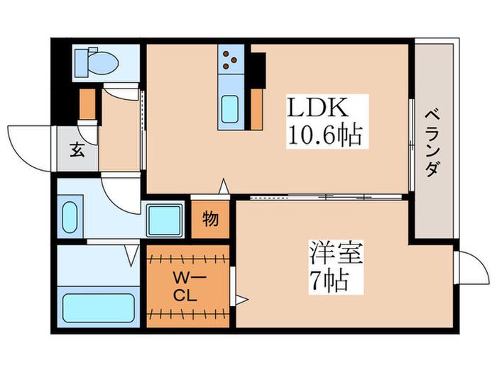 THE SERENITY(1LDK/1階)の間取り写真