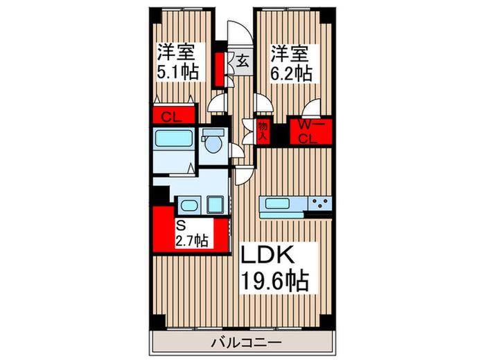 CROTH OMIYA(2SLDK/5階)の間取り写真