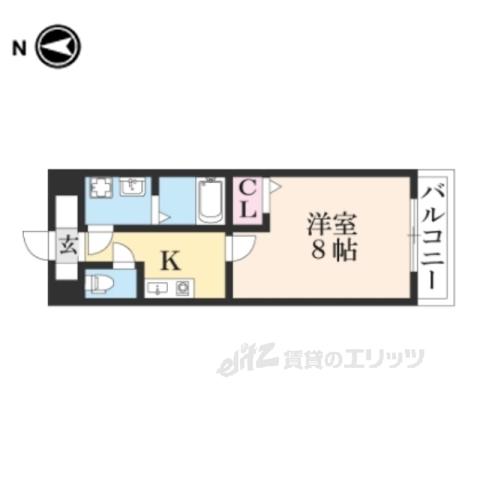 ラグリシーヌⅡ(1K/4階)の間取り写真