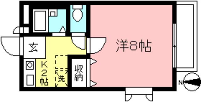 コンフォール城南 B棟(1K/2階)の間取り写真