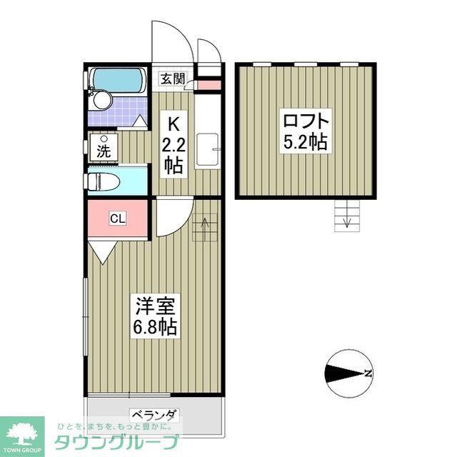 SIERRA六町(1K/2階)の間取り写真