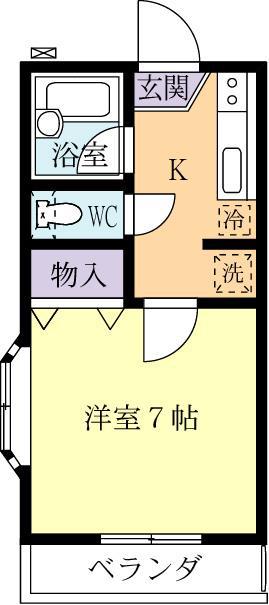 コーポみらいII(1K/1階)の間取り写真