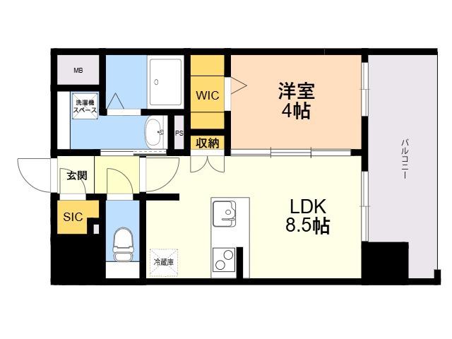SーRESIDENCE博多駅東AWESOME(1LDK/2階)の間取り写真