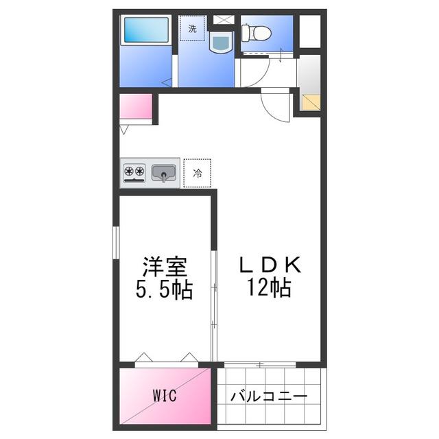 ジーメゾン泉佐野エクセリエ(1LDK/2階)の間取り写真