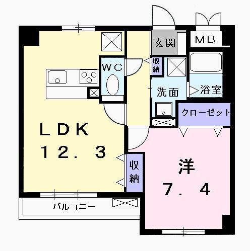 パストラール レジデンス(1LDK/4階)の間取り写真