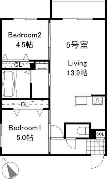 JAMUSICA(2LDK/4階)の間取り写真