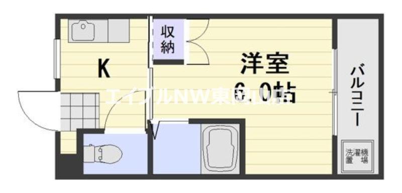 マンションIT(1K/2階)の間取り写真