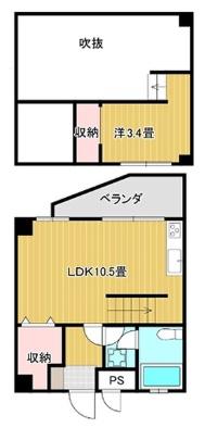 城岳パークハイム(1LDK/4階)の間取り写真