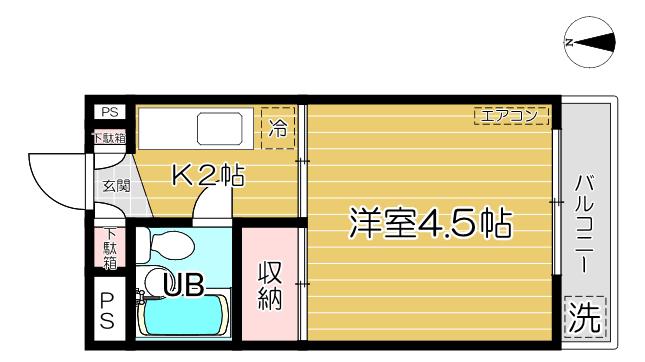 ハイツ南浦和(1K/3階)の間取り写真