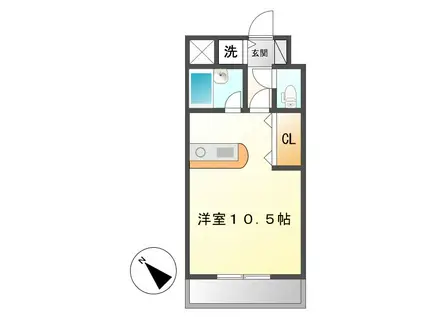 ドムス倉敷(ワンルーム/2階)の間取り写真