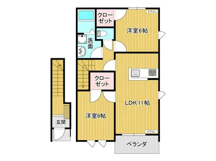 メゾン永田原(2LDK/2階)の間取り写真