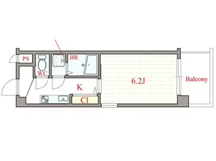 地下鉄長堀鶴見緑地線 西大橋駅 徒歩2分 9階建 築17年(1K/9階)の間取り写真