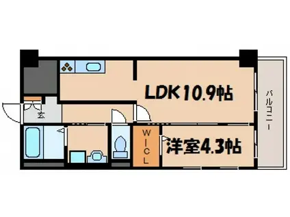 グロワール南昭和(1LDK/4階)の間取り写真
