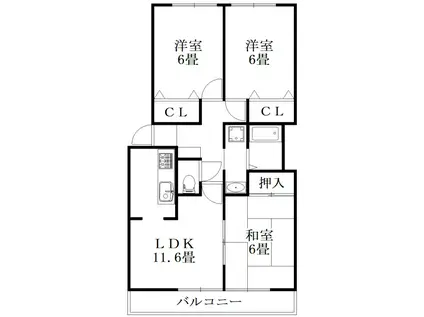 フォブールブリエA(3LDK/2階)の間取り写真