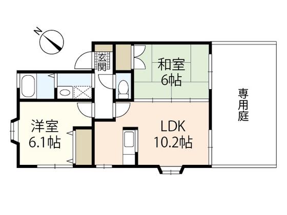メゾベルツ(2LDK/1階)の間取り写真