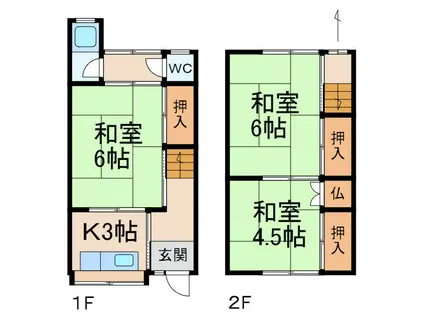 炭田アパート(3K/1階)の間取り写真