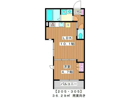 ヘーベルメゾンときわ台(1LDK/2階)の間取り写真
