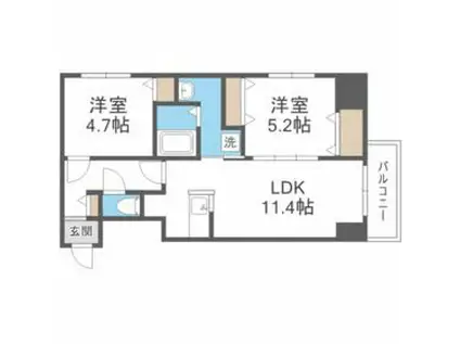 ブランシャールALAIN北18条(2LDK/7階)の間取り写真