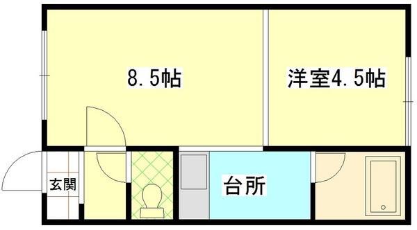 渥美コーポ(1DK/1階)の間取り写真
