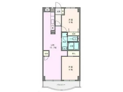 ボヌール秦野II(2LDK/5階)の間取り写真