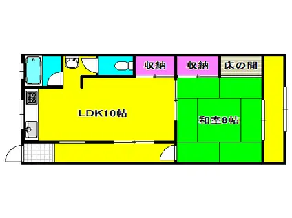 新神戸ハイツ(1LDK/1階)の間取り写真