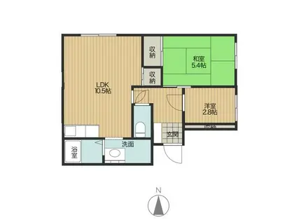 ライフヴィラアカホリ(2LDK/3階)の間取り写真