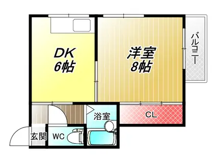 UTチェリーマンション(1DK/3階)の間取り写真