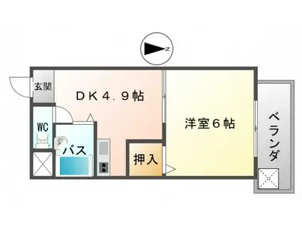 ファンファクトリー千里山(1DK/4階)の間取り写真