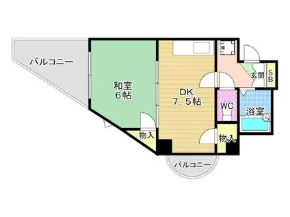 グランドール富士見(1DK/3階)の間取り写真