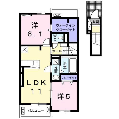 ファー ビヨンド II(2LDK/2階)の間取り写真