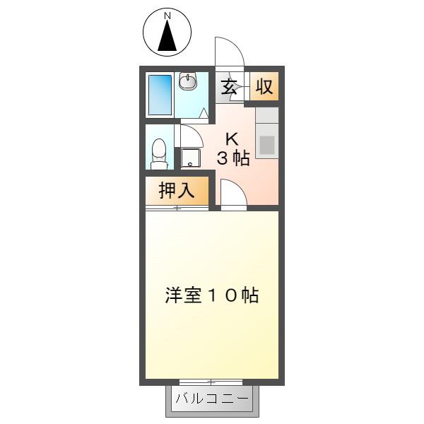 シーズンコート妙興寺(1K/2階)の間取り写真
