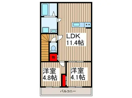 リーブルファイン吉川中央(2LDK/2階)の間取り写真