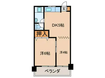自由ヶ丘ロイヤルハイツ(2DK/3階)の間取り写真