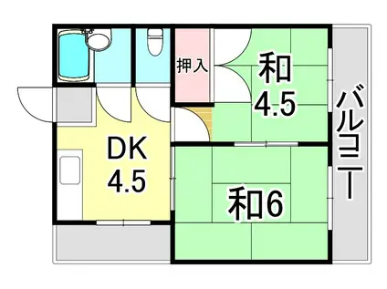 サンハイツ中西(2DK/2階)の間取り写真