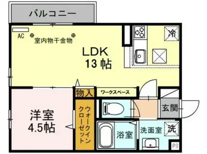 むさし野スクエア(1LDK/1階)の間取り写真