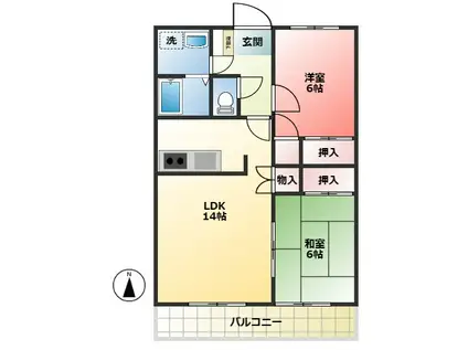 第2長澤マンション(2LDK/3階)の間取り写真