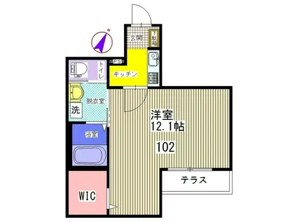 千葉都市モノレール 作草部駅 徒歩2分 3階建 築8年(1K/1階)の間取り写真