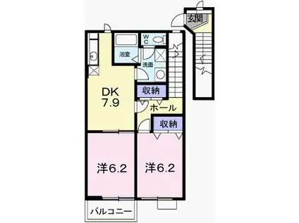 サンシャルマン(2DK/2階)の間取り写真